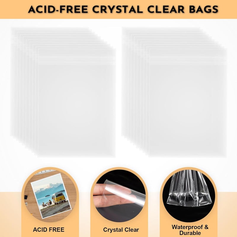 Phiocxem 100PCS Acid-Free Crystal Clear Plastic Bags for 12x16 Art Prints/Photos/Framing Mat Mattes/Pictures,12 2/5” X 16 8/11” OPP Sleeves Storage Bags (Bag Size: 12 2/5” X 16 8/11”) - Image 5
